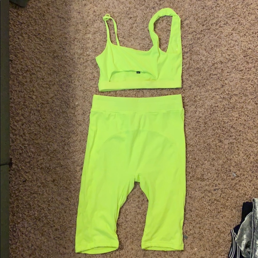 Neon biker short set , never worn